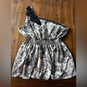 Torrid Floral Black and White One Shoulder Top- size 2
